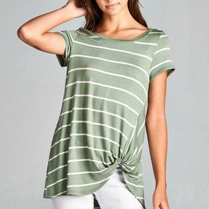 Side Twist Striped Top